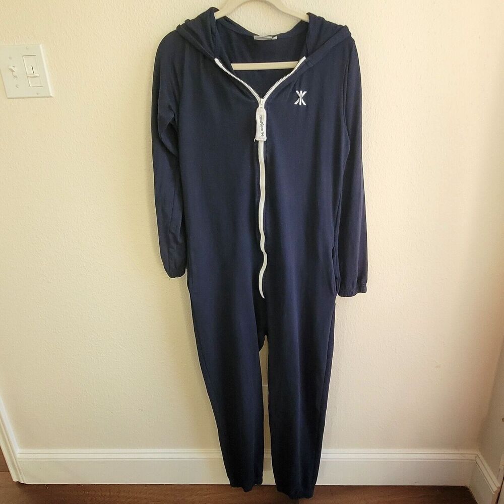 Onepiece Norway Jumpsuit Unisex S Blue Jump In Cotton Hooded Pockets Navy Flaw